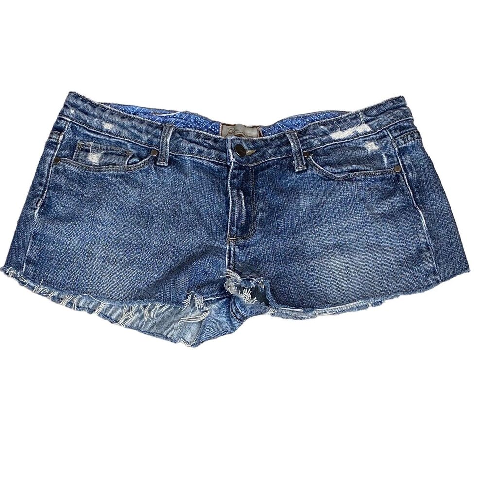 Paige Laurel Canyon Denim Shorts W Size 31 (10-12) Med. Wash Cut Off Distressed